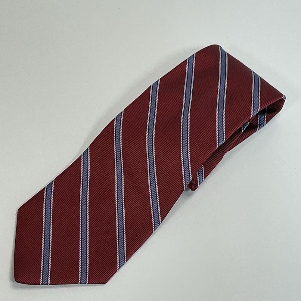 Brooks Brothers Repp Tie Men’s Red Blue White Striped Pure Silk Made USA